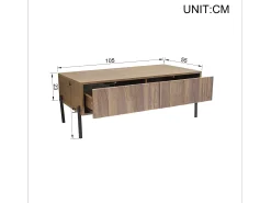Mesa De Centro*ModernLuxe Mesa de centro estilo vintage 105x55x41 cm - com 2 gavetas - Estrutura de madeira - MDF - Natural Natural claro