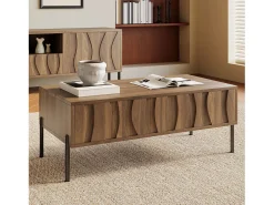 Mesa De Centro*ModernLuxe Mesa de centro estilo vintage 105x55x41 cm - com 2 gavetas - Estrutura de madeira - MDF - Natural Natural claro