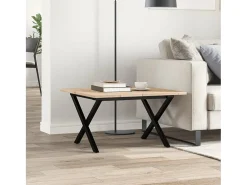 Mesa De Centro| Mesa de centro estrutura em X 60x60x40 cm pinho e ferro fundido PT544764 Castanho