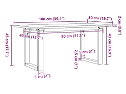 vidaxl Mesa de centro estrutura em O 100x50x45cm pinho e aço^ Mesa De Centro
