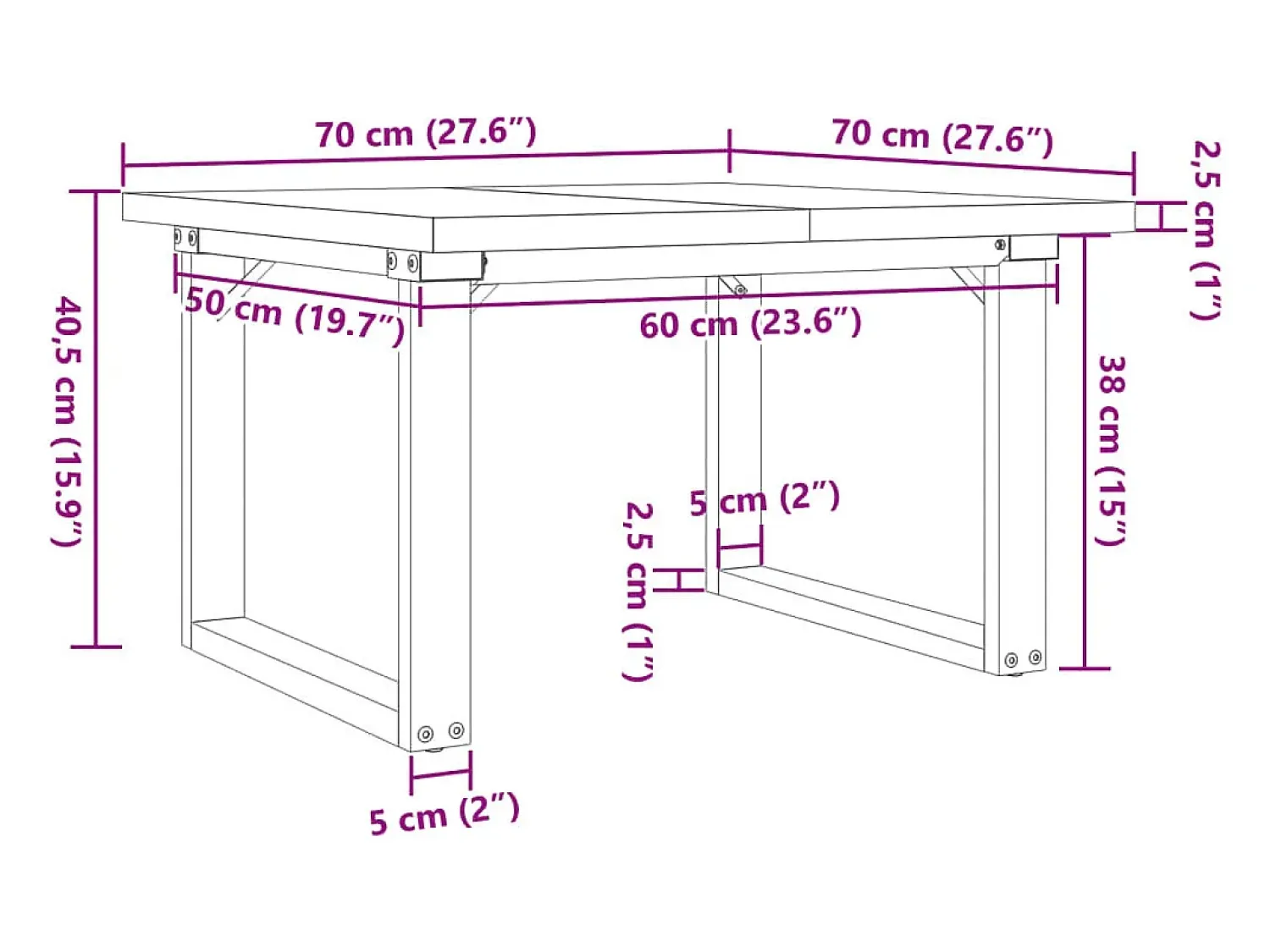 Mesa De Centro|vidaxl Mesa de centro estrutura em O 70x70x40,5 cm pinho/aço Castanho