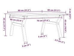 Mesa De Centro|vidaxl Mesa de centro estrutura em Y 80x80x45 cm pinho e aço Castanho