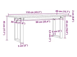 Mesa De Centro*vidaxl Mesa de centro estrutura em O 110x40x45cm pinho e aço Castanho