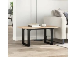 Mesa De Centro* Mesa de centro estrutura em O 80x50x40 cm pinho e ferro fundido PT816545 Castanho