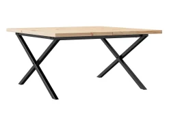 Best Mesa de centro estrutura em X 90x90x45,5 cm pinho/ferro fundido PT727919 Castanho