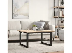 Outlet Mesa de centro estrutura em O 80x80x45,5 cm pinho/ferro fundido PT782308 Castanho