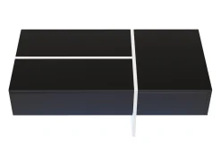 Mesa de centro, estrutura efeito mármore branco e mesa com LED,^ Mesa De Centro