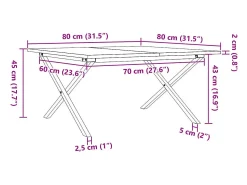 Mesa De Centro|vidaxl Mesa de centro estrutura em X 80x80x45 cm pinho e aço Natural claro