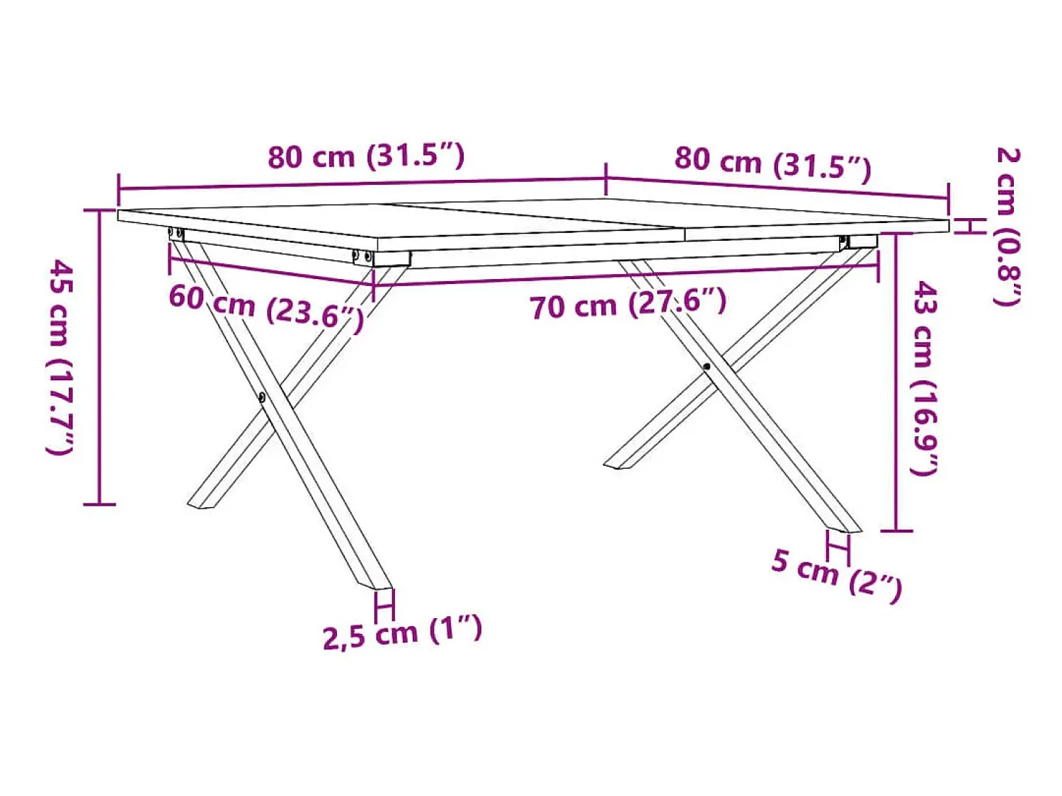 Mesa De Centro|vidaxl Mesa de centro estrutura em X 80x80x45 cm pinho e aço Natural claro