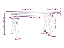Mesa De Centro*vidaxl Mesa de centro estrutura em Y 110x40x45cm pinho e aço Natural claro
