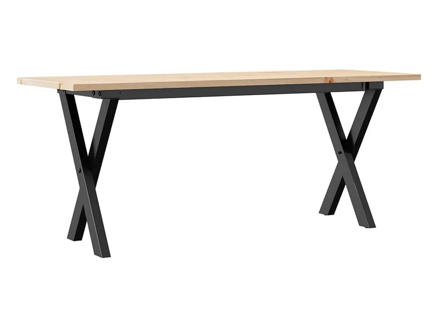 Mesa de centro estrutura em X 110x40x45cm pinho e ferro fundido PT608245^ Mesa De Centro