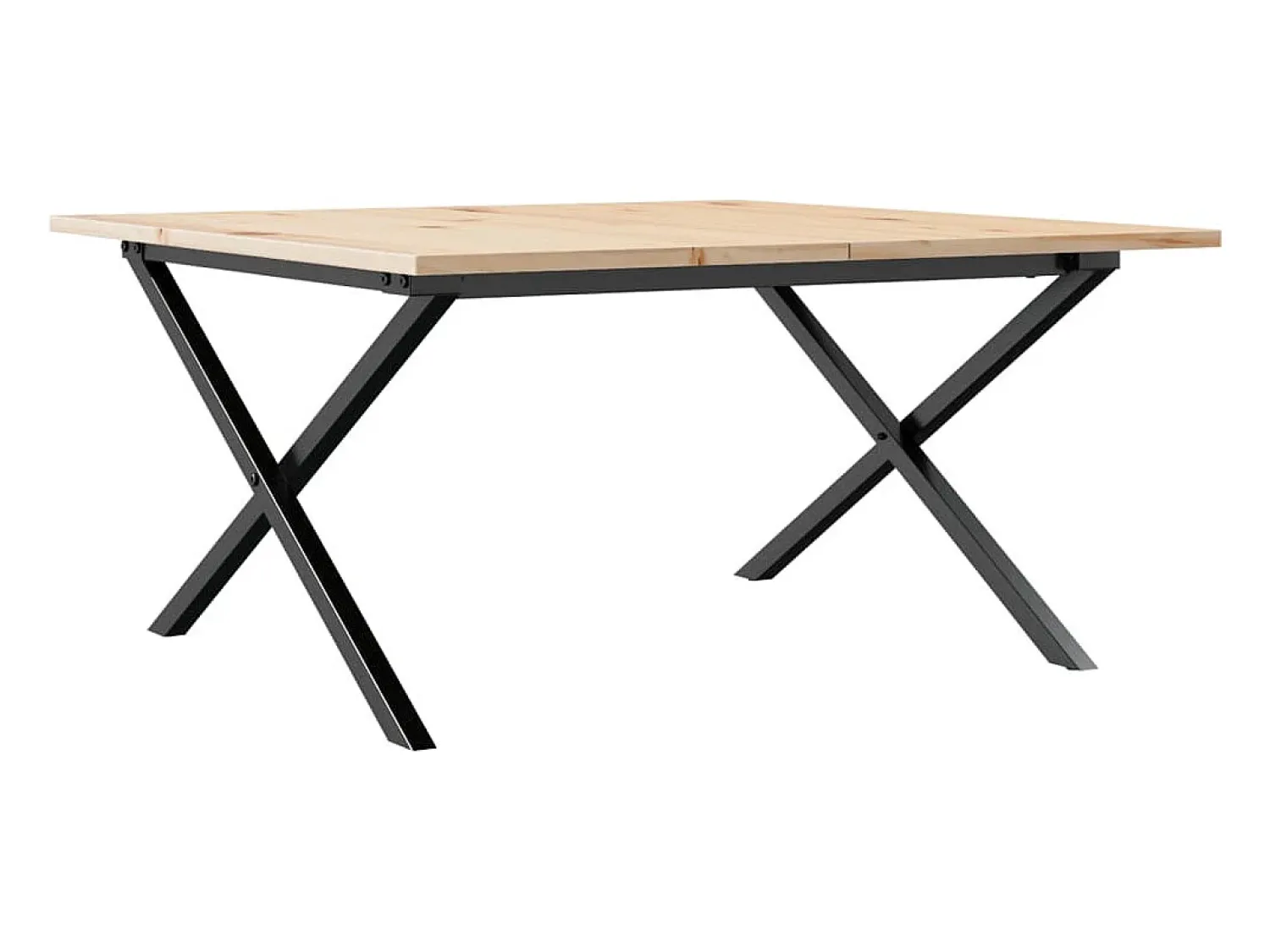 Mesa De Centro* Mesa de centro estrutura em X 90x90x45 cm pinho e ferro fundido PT577592 Castanho