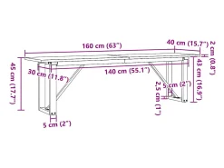Mesa De Centro|vidaxl Mesa de centro estrutura em O 160x40x45cm pinho e aço Natural claro