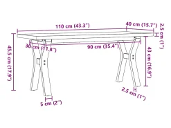 New vidaxl Mesa de centro estrutura em Y 110x40x45,5cm pinho/aço Natural claro