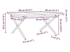 vidaxl Mesa de centro estrutura em X 80x80x45,5 cm pinho/aço^ Mesa De Centro
