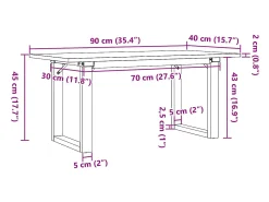vidaxl Mesa de centro estrutura em O 90x40x45 cm pinho e aço Castanho