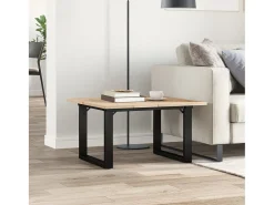 Mesa De Centro| Mesa de centro estrutura em O 60x60x40 cm pinho e ferro fundido PT721386 Castanho