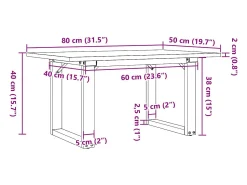 Mesa De Centro|vidaxl Mesa de centro estrutura em O 80x50x40 cm pinho e aço Castanho