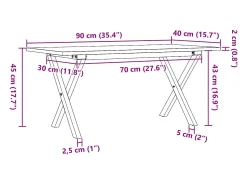 Mesa De Centro*vidaxl Mesa de centro estrutura em X 90x40x45 cm pinho e aço Castanho