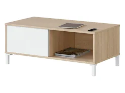Sale Dmora Mesa de centro Evansville, Mesa de centro, Mesa baixa da sala, 100x50h40 cm, Carvalho e Branco Castanho