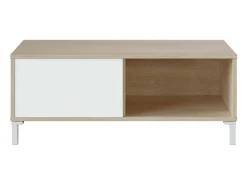 Sale Dmora Mesa de centro Evansville, Mesa de centro, Mesa baixa da sala, 100x50h40 cm, Carvalho e Branco Castanho