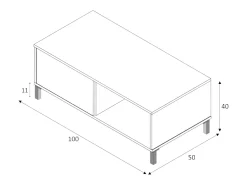 Sale Dmora Mesa de centro Evansville, Mesa de centro, Mesa baixa da sala, 100x50h40 cm, Carvalho e Branco Castanho