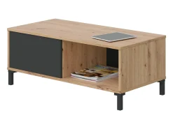 Dmora Mesa de centro Evansville, Mesa de centro, Mesa baixa da sala, 100x50h40 cm, Carvalho atado e Antracite^ Mesa De Centro