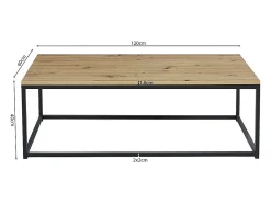 Mesa De Centro*Meublorama Mesa de centro EWING em carvalho envelhecido, ideal para uma sala de estar única. Castanho