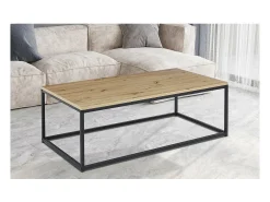 Mesa De Centro*Meublorama Mesa de centro EWING em carvalho envelhecido, ideal para uma sala de estar única. Castanho