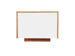 Clearance Mesa de centro extensível 120x50x37,5cm, mesa de centro retangular com gavetas, estrutura color block, Natural Branco