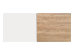 Clearance Mesa de centro extensível 120x50x37,5cm, mesa de centro retangular com gavetas, estrutura color block, Natural Branco