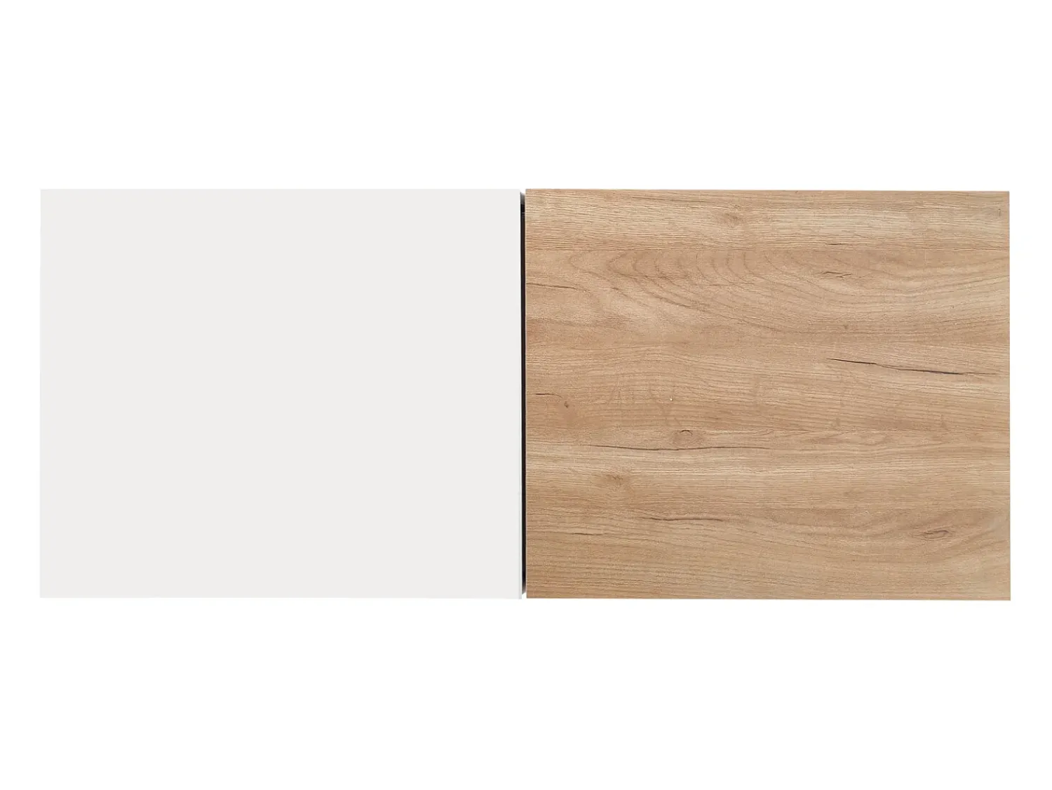 Clearance Mesa de centro extensível 120x50x37,5cm, mesa de centro retangular com gavetas, estrutura color block, Natural Branco