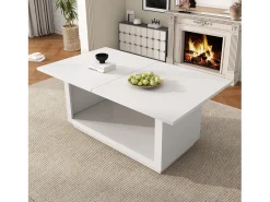 Mesa De Centro*Merax Mesa de centro extensível - 140/180 x 70 x 76,5 cm - simples e moderna - MDF - branca Branco