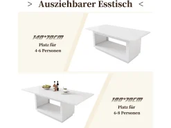 Mesa De Centro*Merax Mesa de centro extensível - 140/180 x 70 x 76,5 cm - simples e moderna - MDF - branca Branco