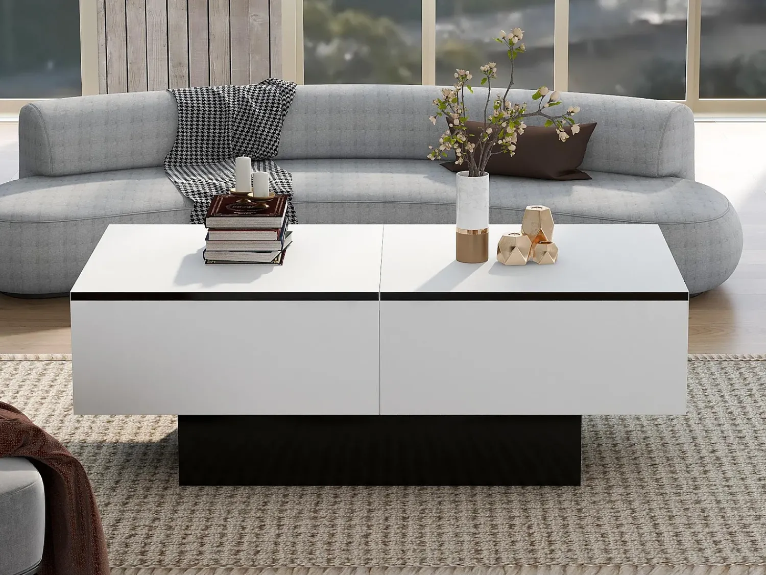 Online Merax Mesa de centro extensível - Madeira MDF - Estilo moderno - para sala, escritório - Branco