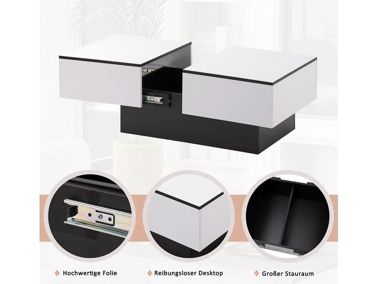 Online Merax Mesa de centro extensível - Madeira MDF - Estilo moderno - para sala, escritório - Branco