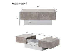Merax Mesa de centro extensível - Madeira MDF - Estilo moderno - para sala, escritório - Cinza^ Mesa De Centro