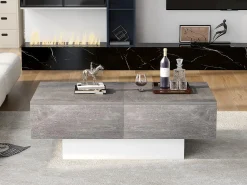 Merax Mesa de centro extensível - Madeira MDF - Estilo moderno - para sala, escritório - Cinza^ Mesa De Centro