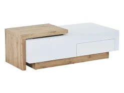 Mesa De Centro*Vente-unique Mesa de centro extensível de MDF com 1 gaveta e 1 prateleira - Natural e Branco - MANDREA Natural claro / Branco