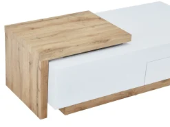 Mesa De Centro*Vente-unique Mesa de centro extensível de MDF com 1 gaveta e 1 prateleira - Natural e Branco - MANDREA Natural claro / Branco