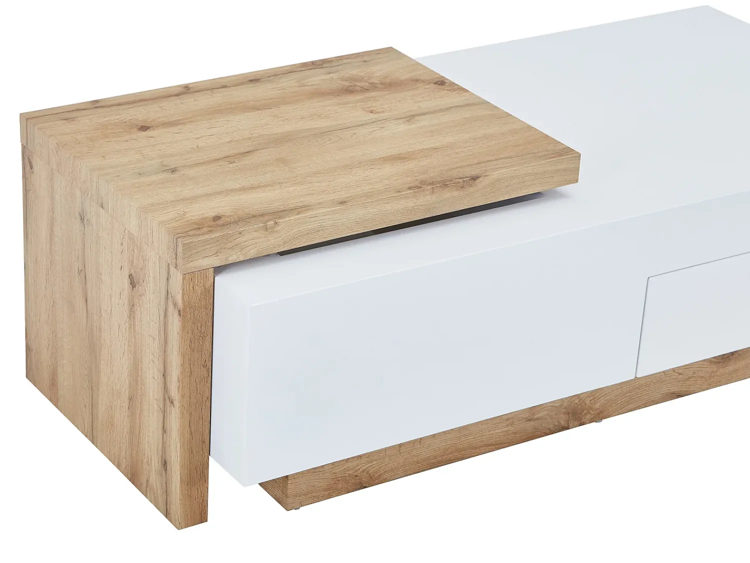 Mesa De Centro*Vente-unique Mesa de centro extensível de MDF com 1 gaveta e 1 prateleira - Natural e Branco - MANDREA Natural claro / Branco