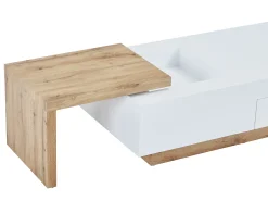 Mesa De Centro*Vente-unique Mesa de centro extensível de MDF com 1 gaveta e 1 prateleira - Natural e Branco - MANDREA Natural claro / Branco