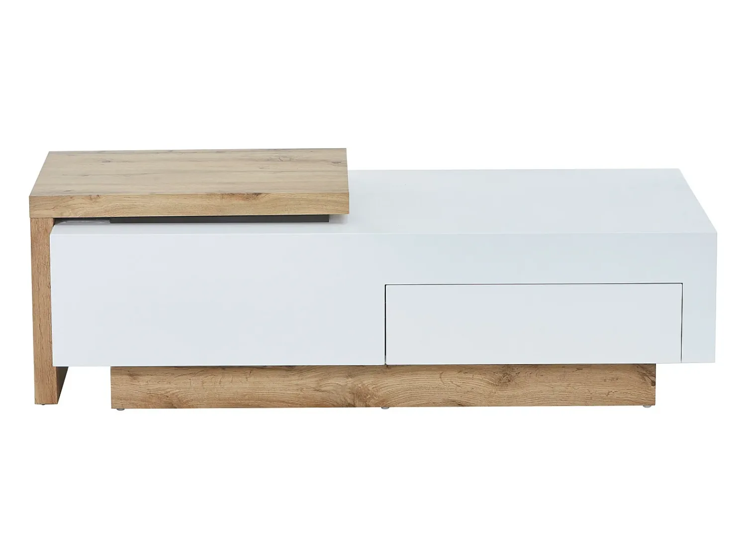 Mesa De Centro*Vente-unique Mesa de centro extensível de MDF com 1 gaveta e 1 prateleira - Natural e Branco - MANDREA Natural claro / Branco