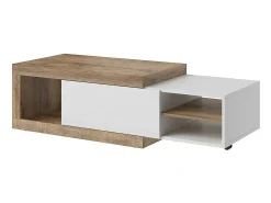 Meublorama Mesa de centro extensível design coleção SINATRA. Cor carvalho escuro e branco fosco.^ Mesa De Centro