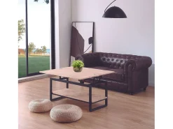 Hot Mesa de centro extensível e elevatória Steve, carvalho nórdico/, 47-62 x 100 x 45-90 cm Preto