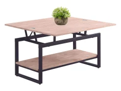 Hot Mesa de centro extensível e elevatória Steve, carvalho nórdico/, 47-62 x 100 x 45-90 cm Preto