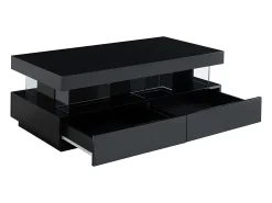 Mesa De Centro*Vente-unique Mesa de centro FABIO II - MDF lacado - LEDs - 2 gavetas Preto
