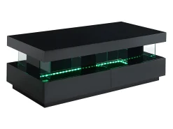 Mesa De Centro*Vente-unique Mesa de centro FABIO II - MDF lacado - LEDs - 2 gavetas Preto