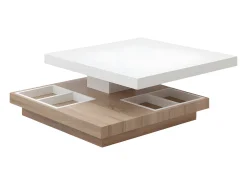 Mesa De Centro*Vente-unique Mesa de centro FAUSTO - Tampo giratório - MDF lacado bicolor Natural claro / Branco