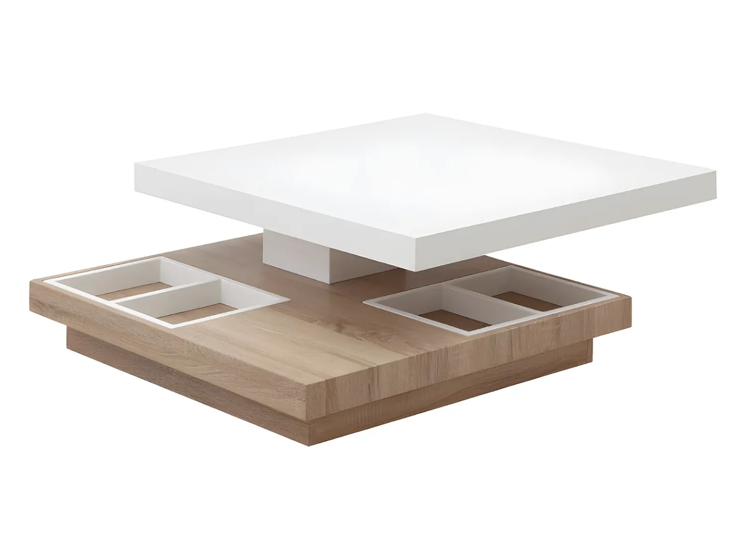 Mesa De Centro*Vente-unique Mesa de centro FAUSTO - Tampo giratório - MDF lacado bicolor Natural claro / Branco